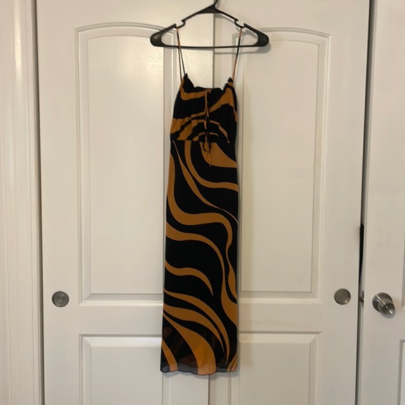 Vintage Dresses & Skirts - Vintage Caren Sport Black Orange Y2K pattern Slip style Dress 3XL MIDI dress